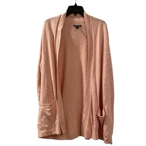 Eileen Fisher Women’s Orange Open Front Cardigan Linen/Cotten Size Large